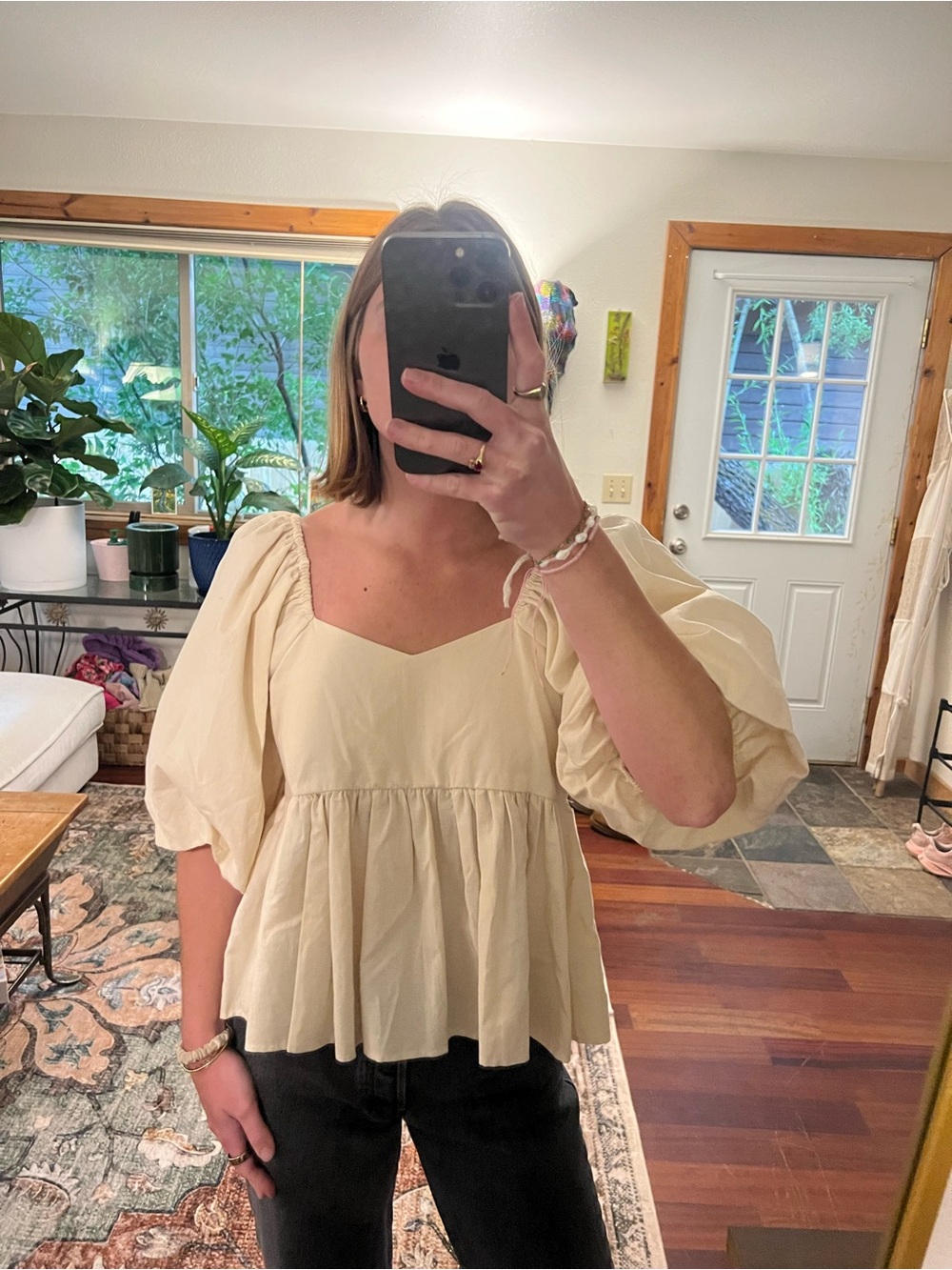 The Things Between Cotton Puff Sleeve Blouse in Cream